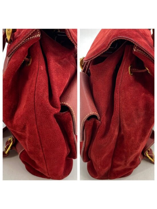 Gucci Backpack Suede Red Travel Business Bamboo main image 7